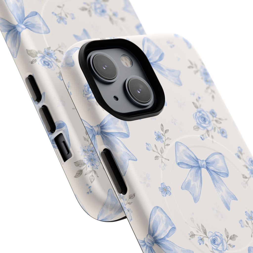 Floral Blue Bow iPhone Case – MagSafe Compatible