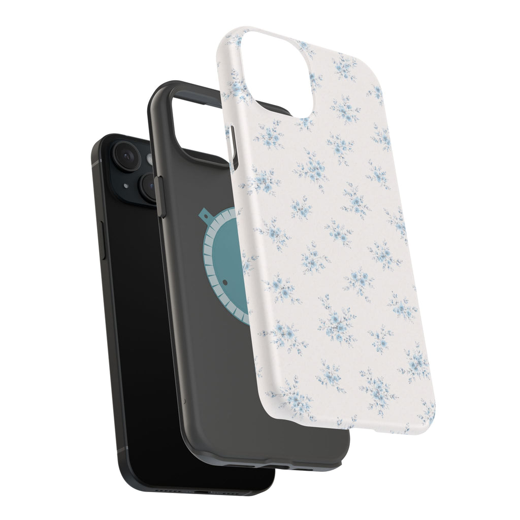 Blue Floral Pattern iPhone Case | Magnetic Impact-Resistant Case