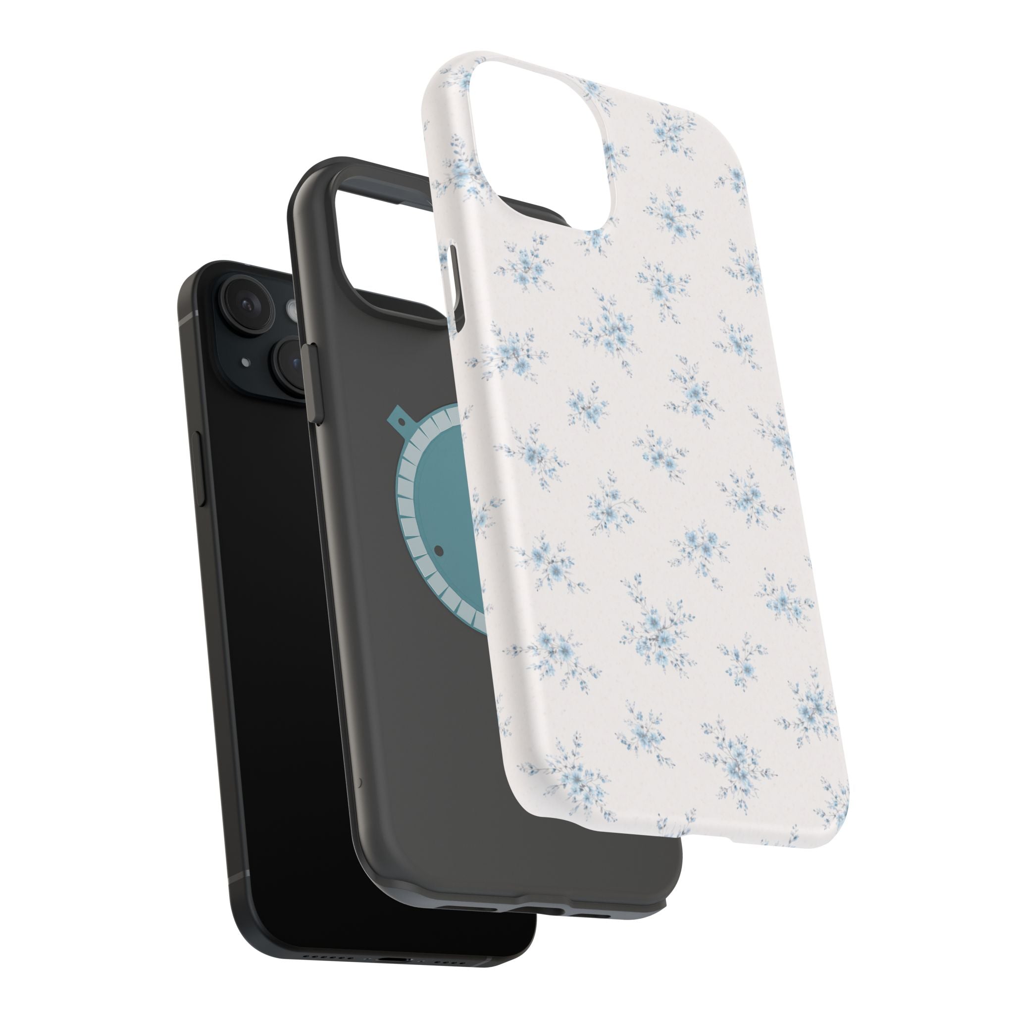 Blue Floral Pattern iPhone Case | Magnetic Impact-Resistant Case