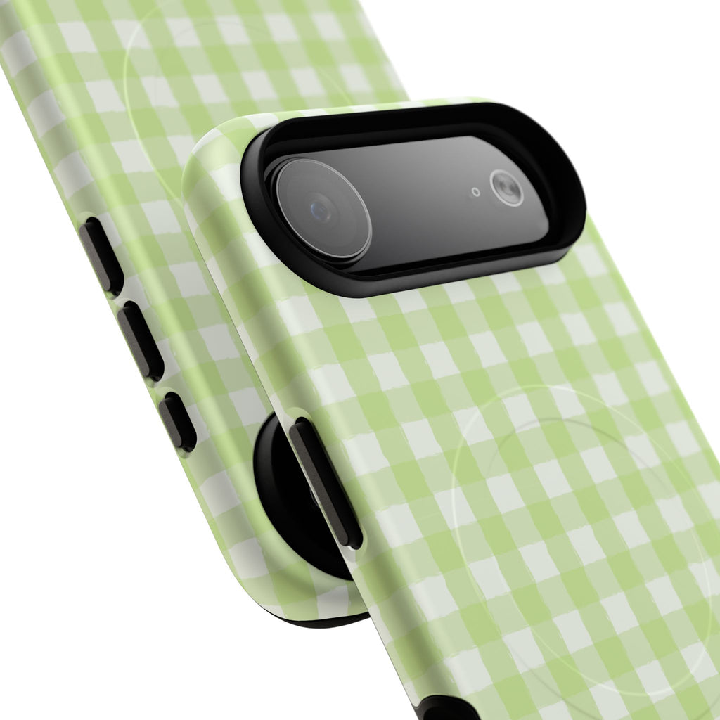 Green Gingham iPhone Case – MagSafe Compatible