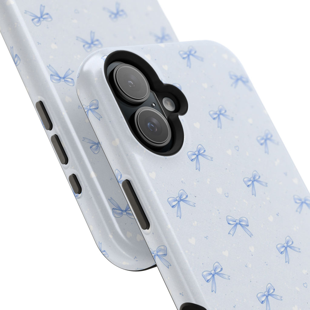 Blue Bow Pattern iPhone Case | Magnetic Impact-Resistant Case
