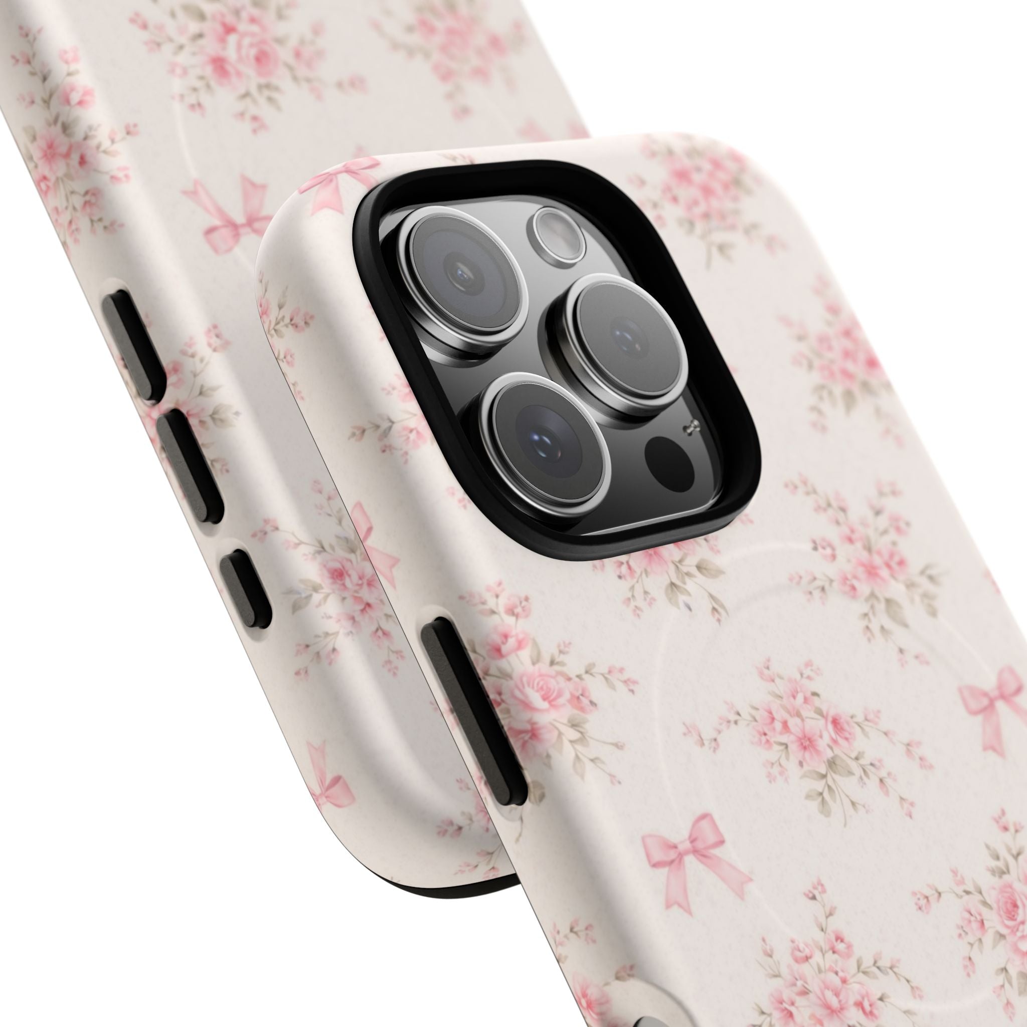 Floral Pink Bow iPhone Case – MagSafe Compatible