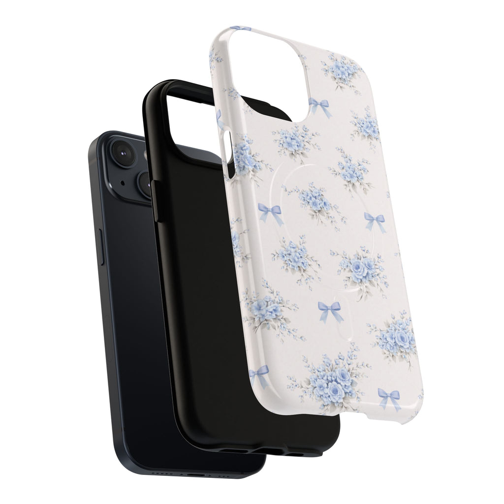 Blue Floral Bow iPhone Case – MagSafe Compatible