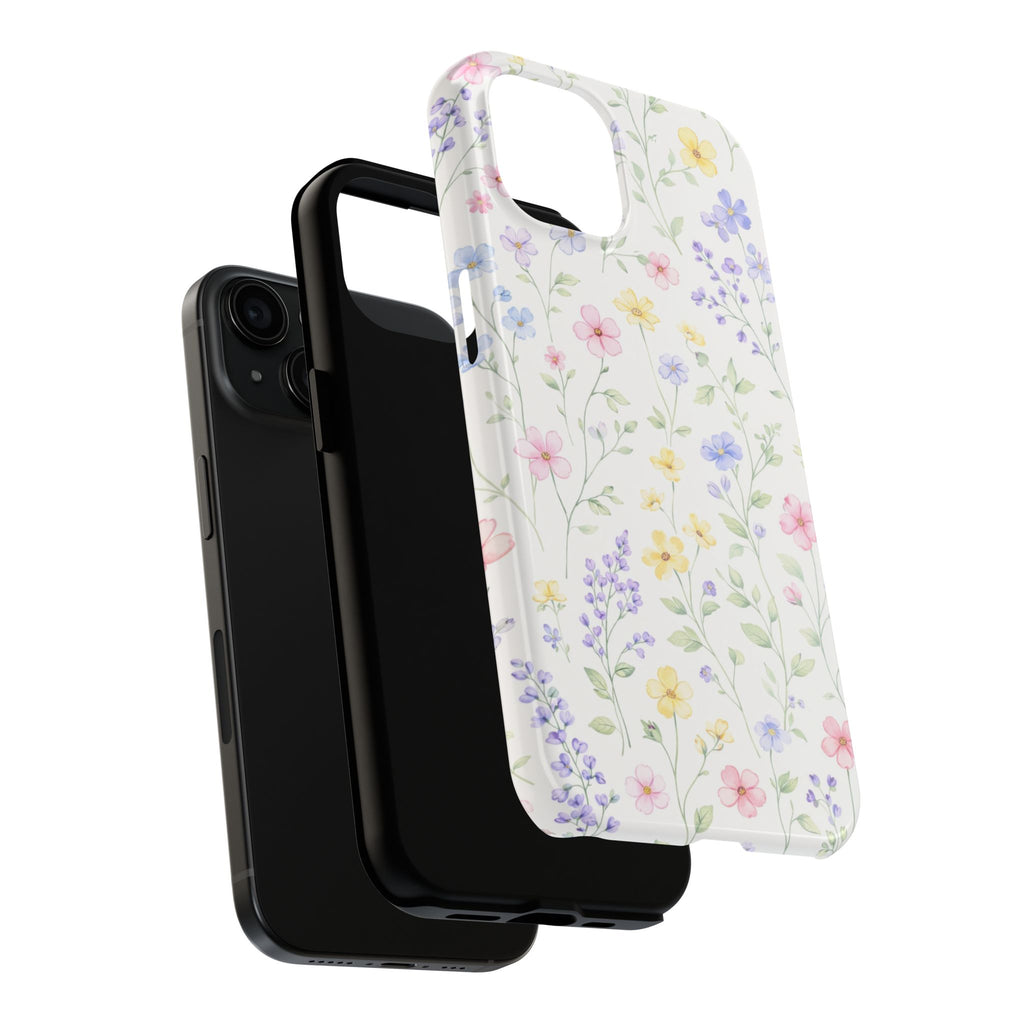 Watercolor Wildflowers Tough iPhone Case | Pastel Floral iPhone Case