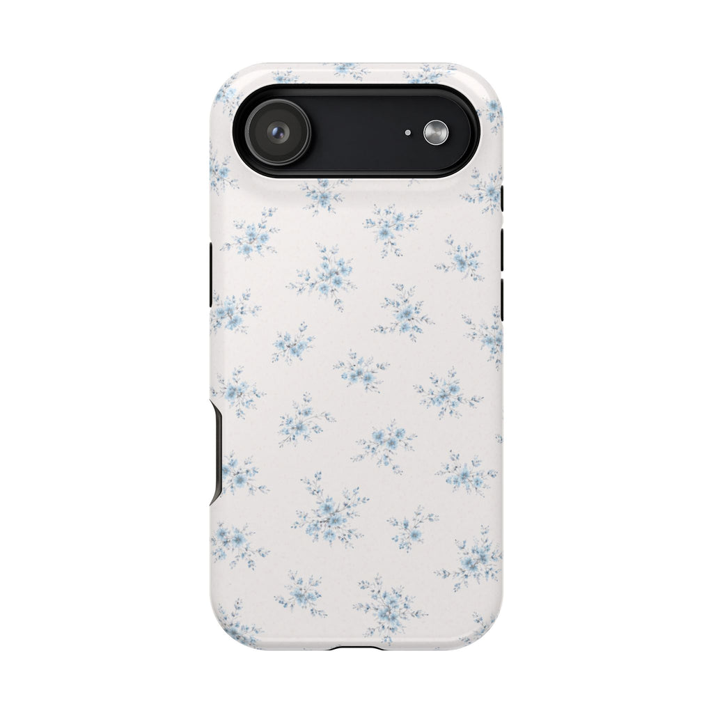 Blue Floral Pattern iPhone Case | Magnetic Impact-Resistant Case