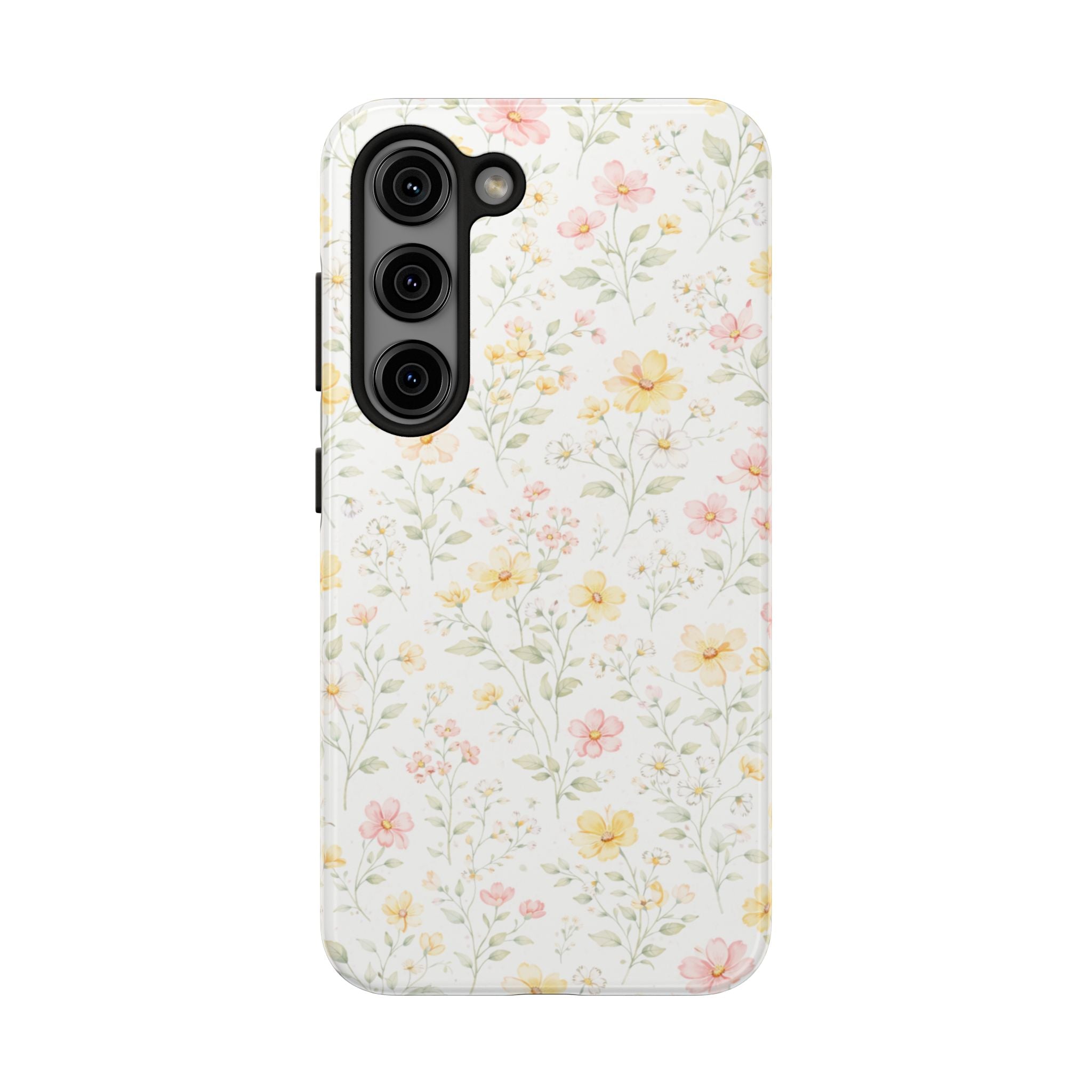Pastel Floral Pattern Tough Phone Case, Vintage Dainty Flowers