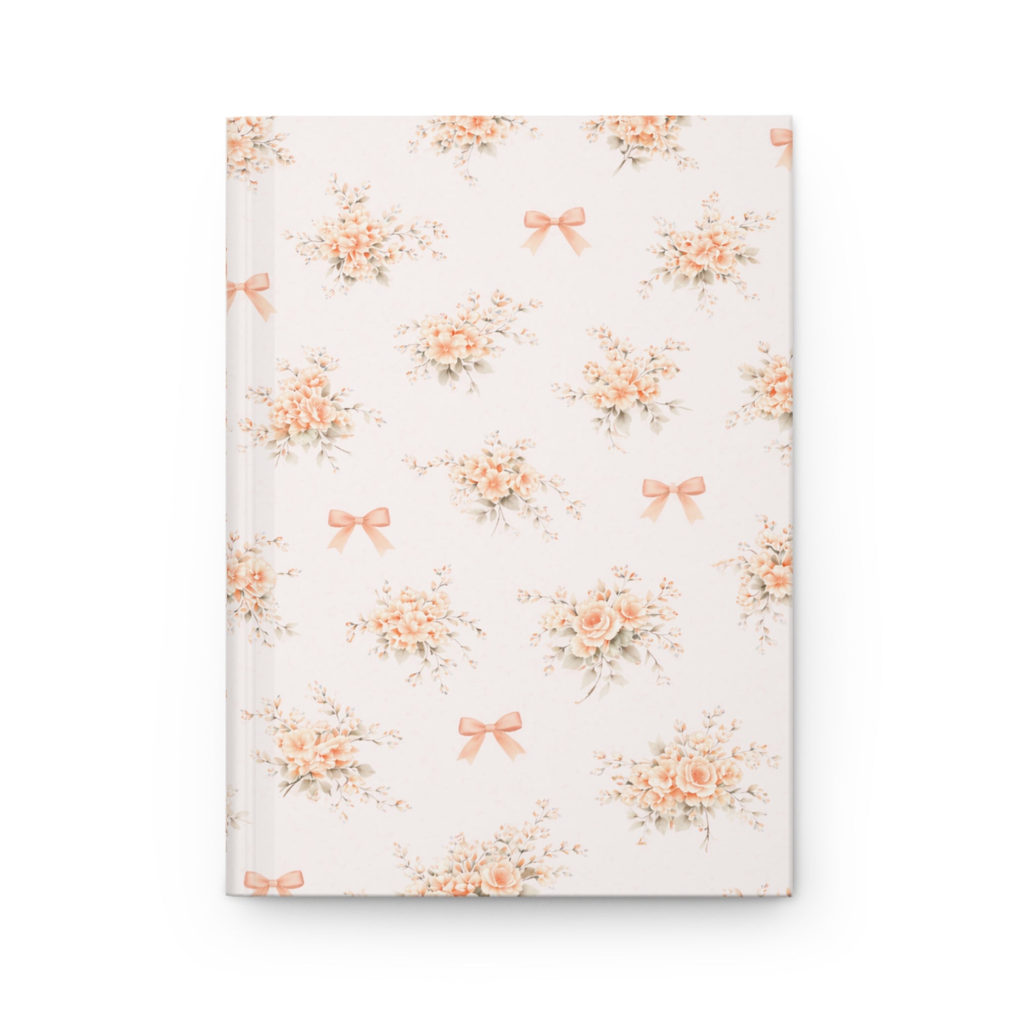 Vintage Floral Bow Hardcover Journal | Matte Notebook, Rose Bouquet Pattern