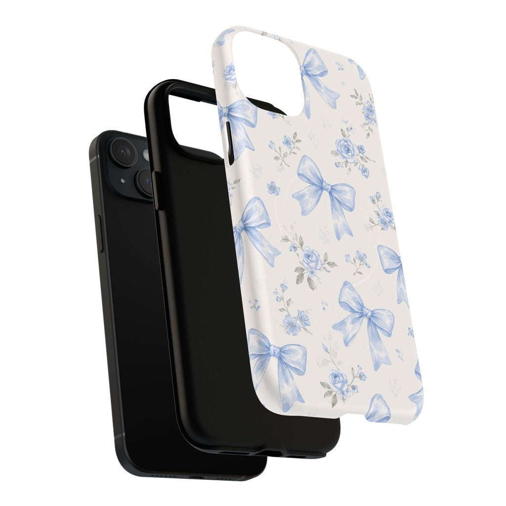 Floral Blue Bow iPhone Case – MagSafe Compatible