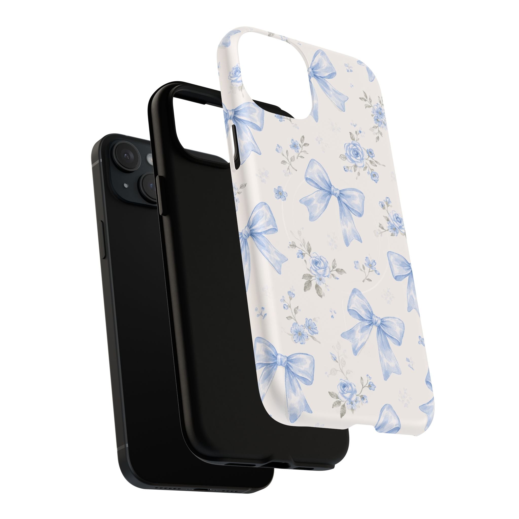 Floral Blue Bow iPhone Case – MagSafe Compatible