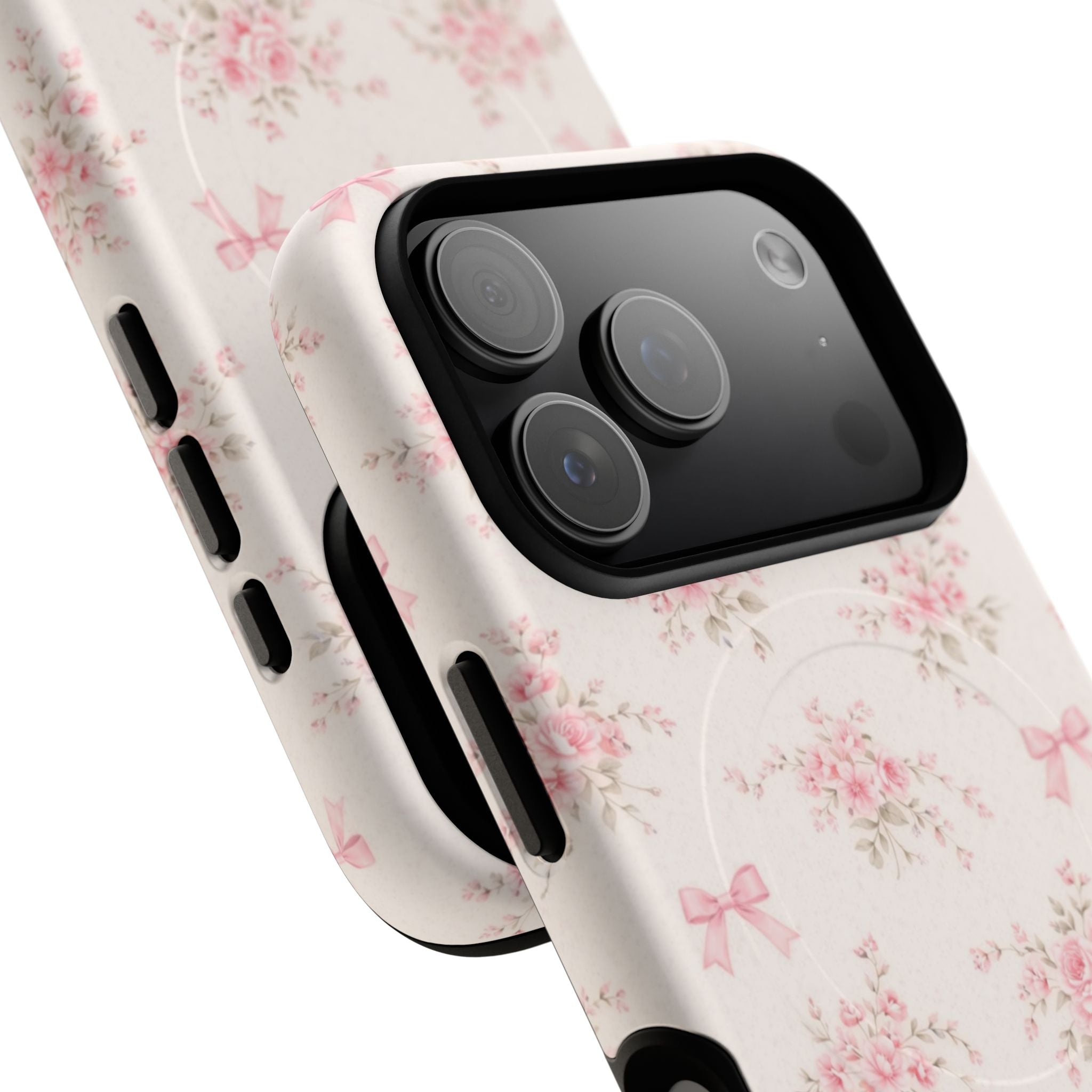 Floral Pink Bow iPhone Case – MagSafe Compatible