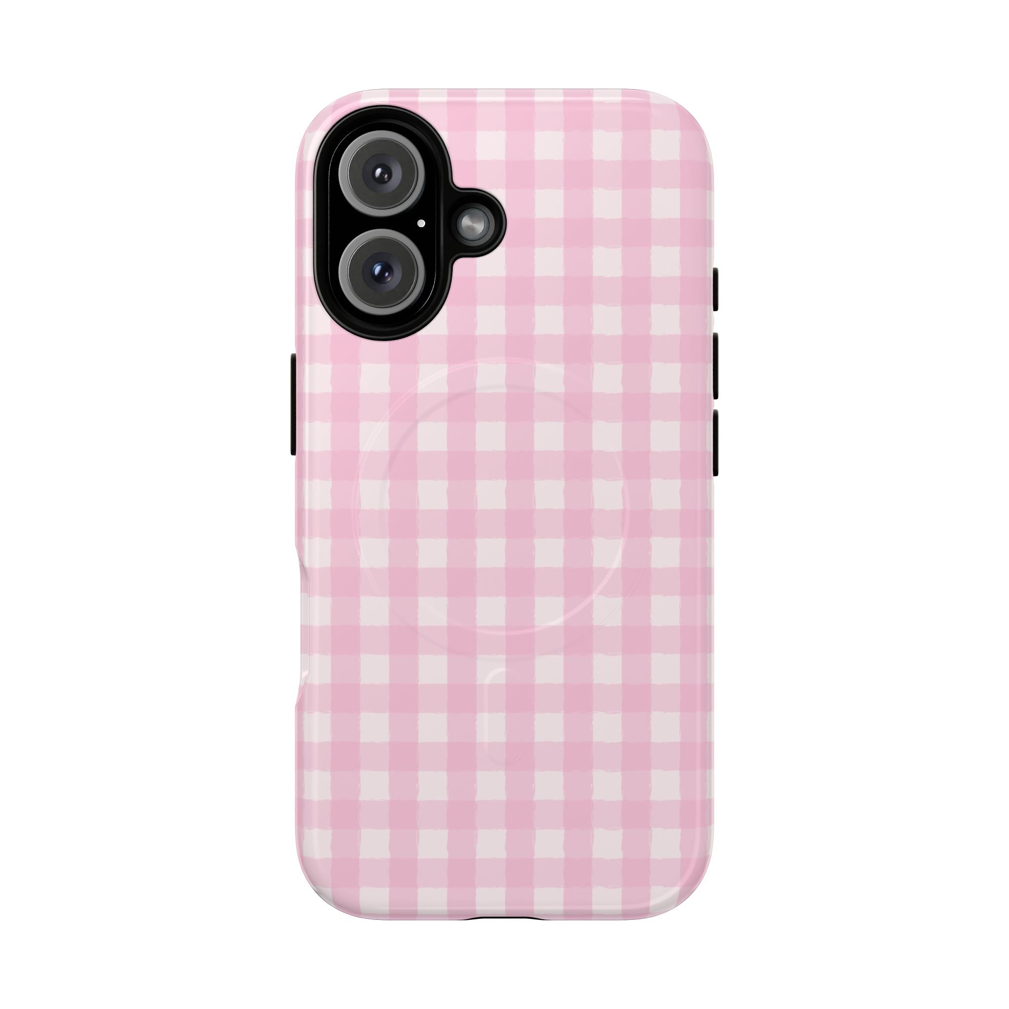 Pink Gingham iPhone Case – MagSafe Compatible