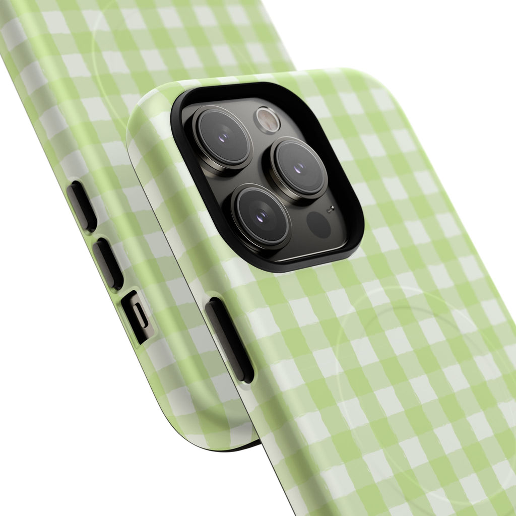 Green Gingham iPhone Case – MagSafe Compatible