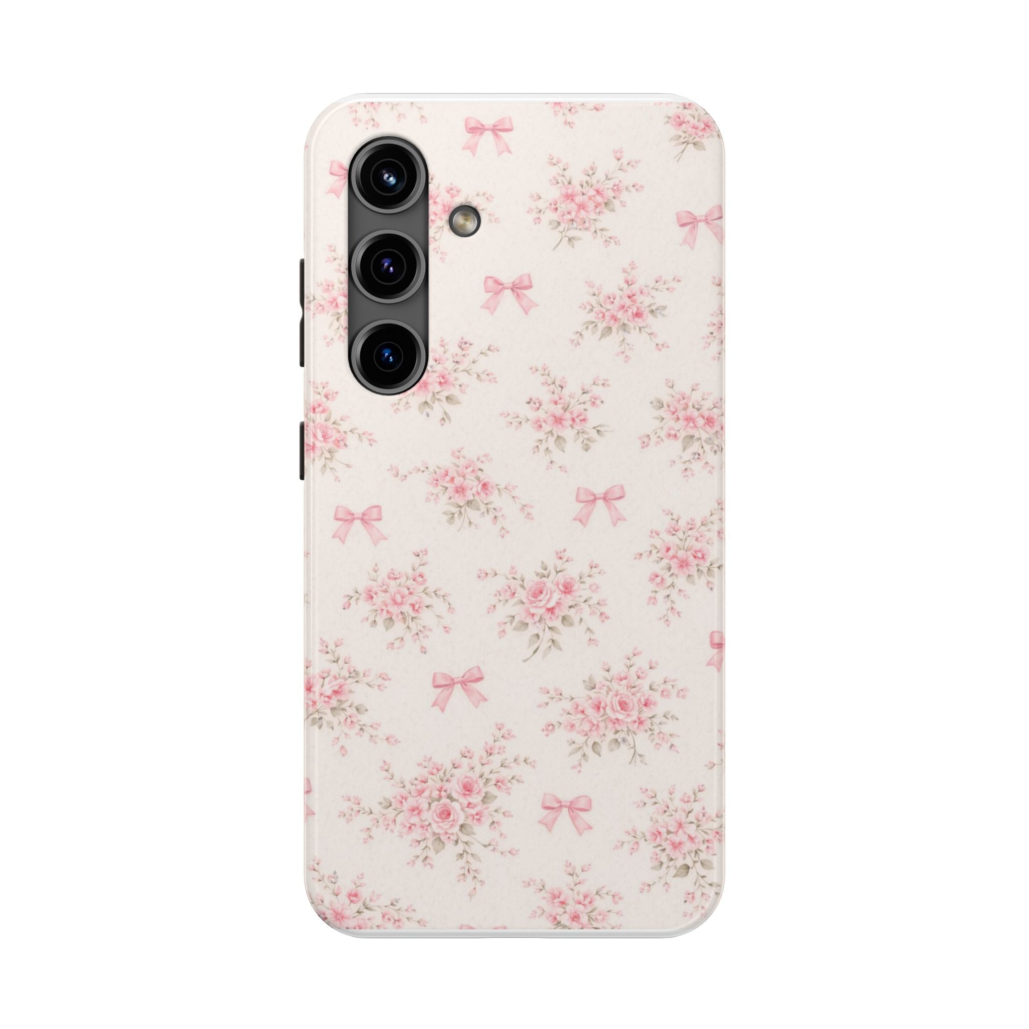 Pink Floral Bouquet Phone Case  Samsung Galaxy | Vintage Roses and Bows, Tough Phone Case