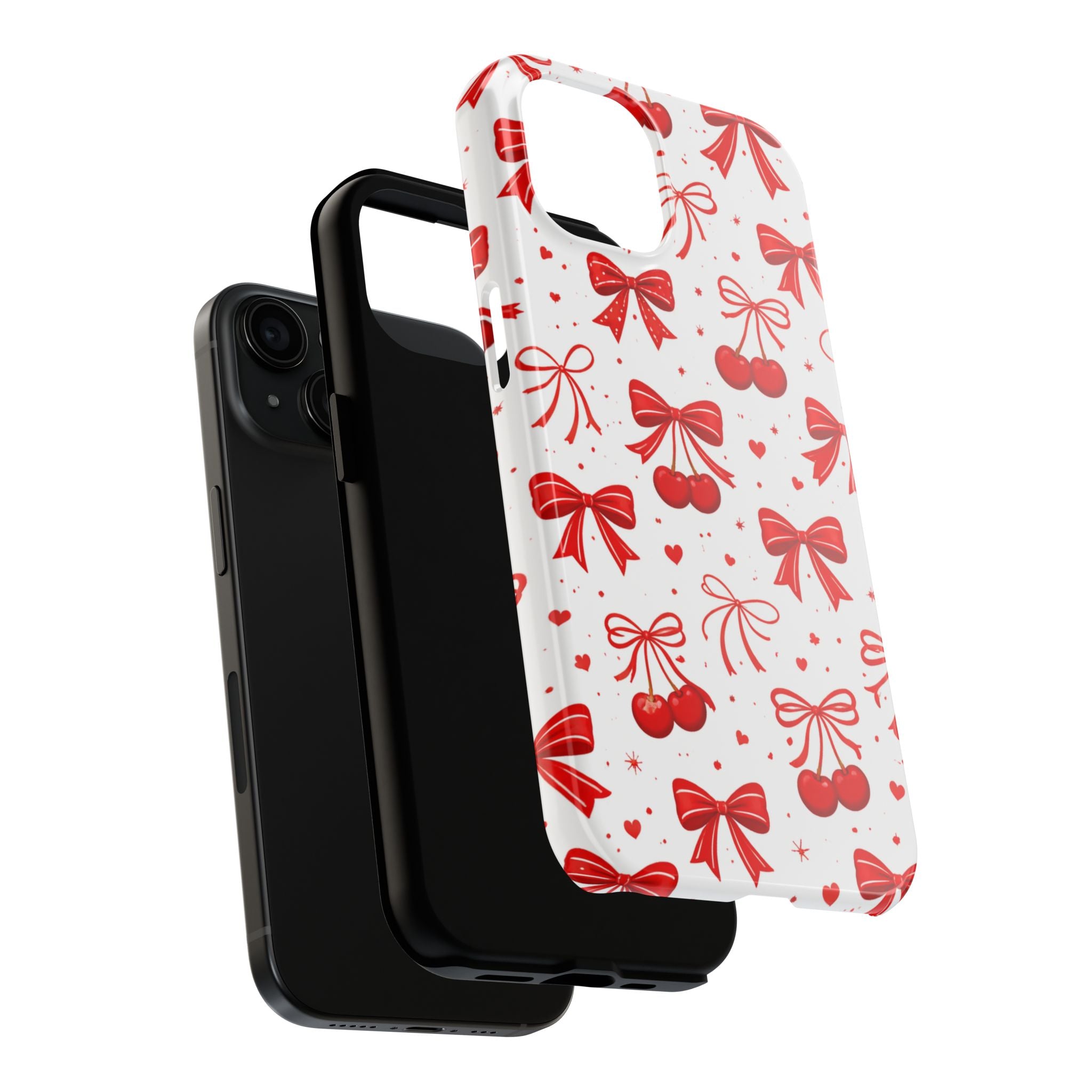 Red Cherry Bows Tough Phone Case, Cherry Pattern Phone Case