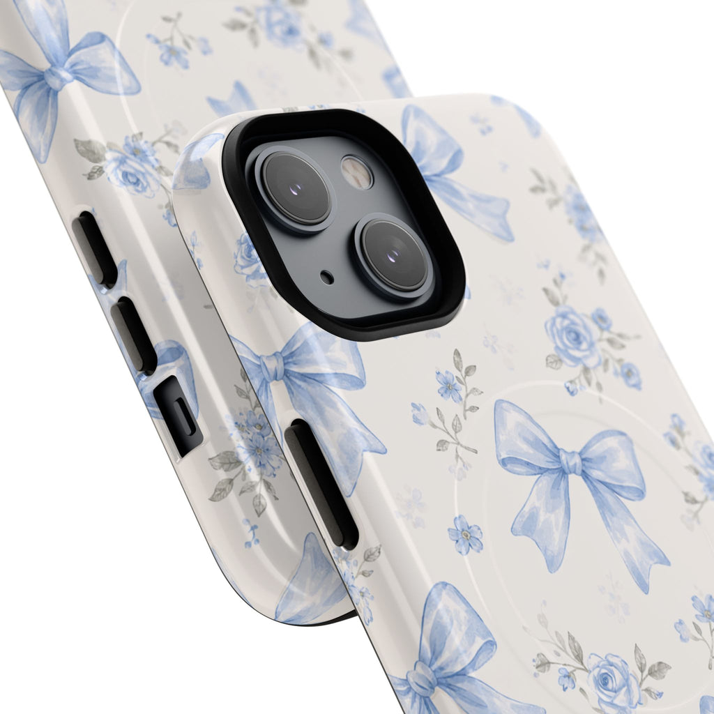 Floral Blue Bow iPhone Case – MagSafe Compatible