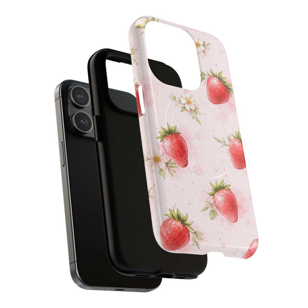 Strawberry Blossom iPhone Case – MagSafe Compatible