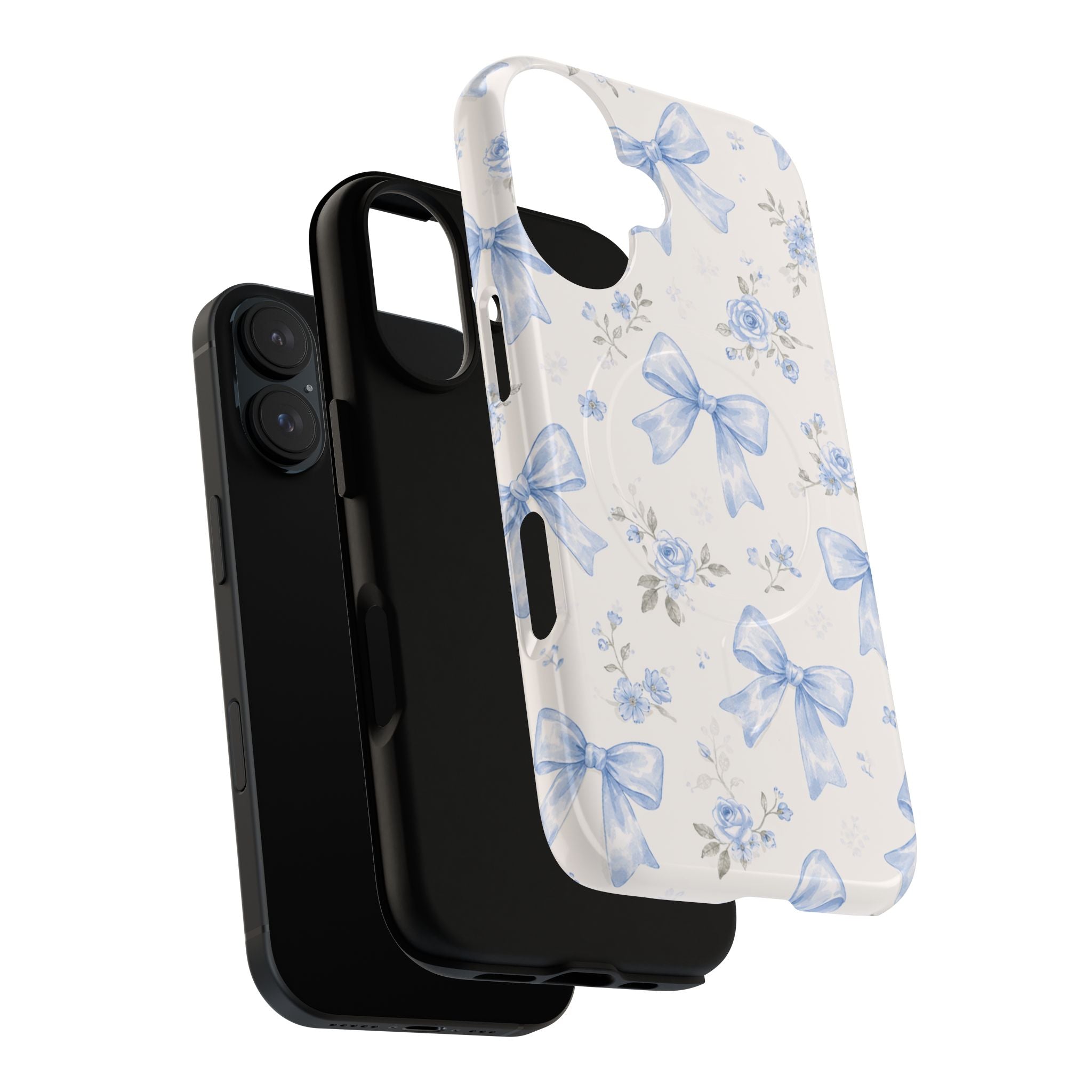Floral Blue Bow iPhone Case – MagSafe Compatible