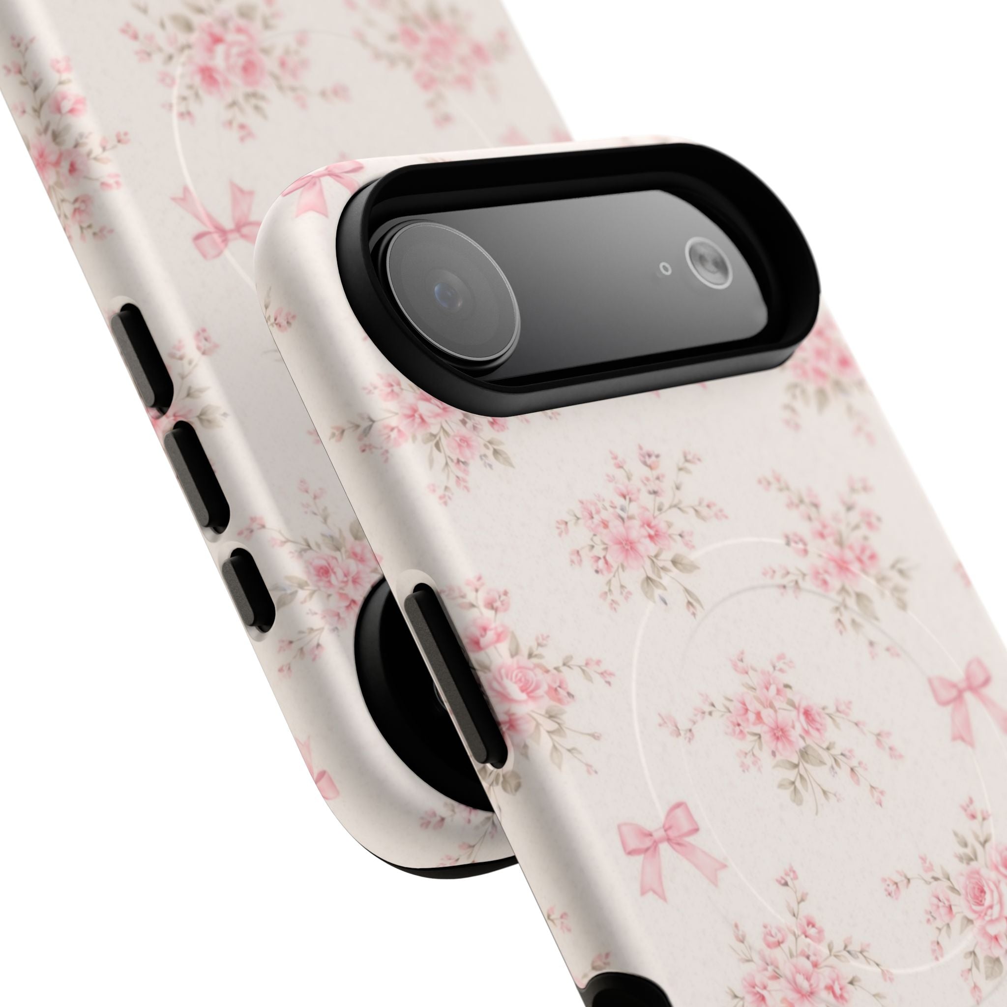 Floral Pink Bow iPhone Case – MagSafe Compatible