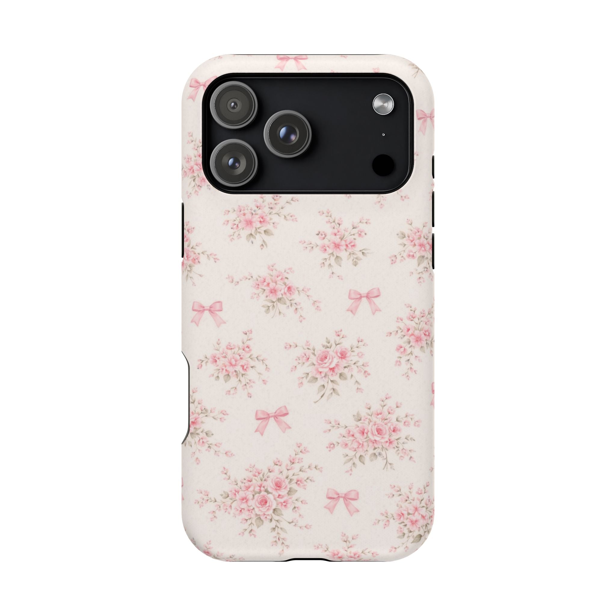 Pink Floral Bow Pattern Cases | Magnetic Impact-Resistant iPhone Case