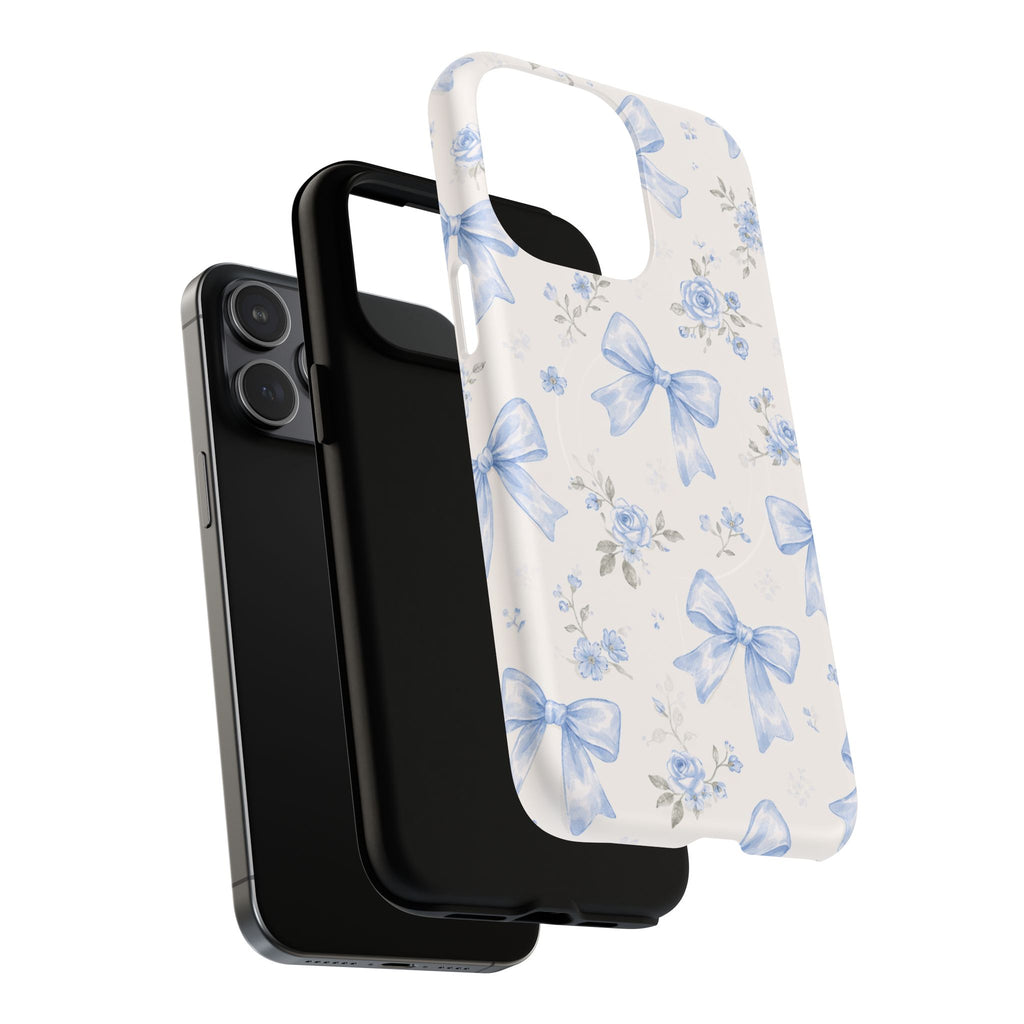 Floral Blue Bow iPhone Case – MagSafe Compatible