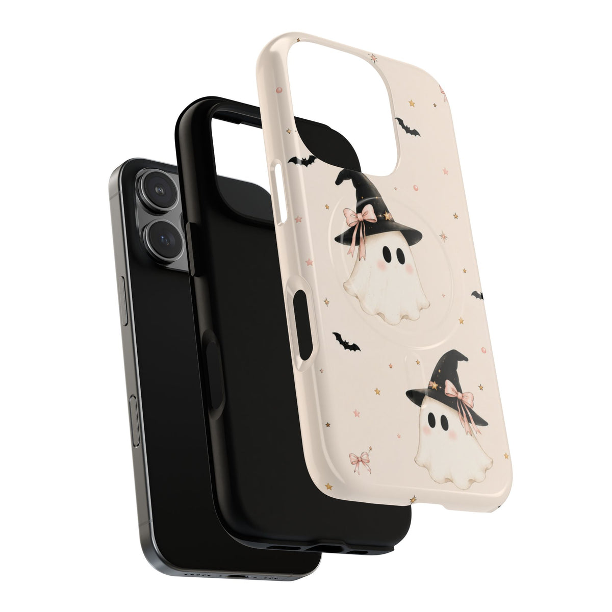 Halloween Ghost Phone Case — Cute Witch Hat MagSafe Tough Case with Drop Protection