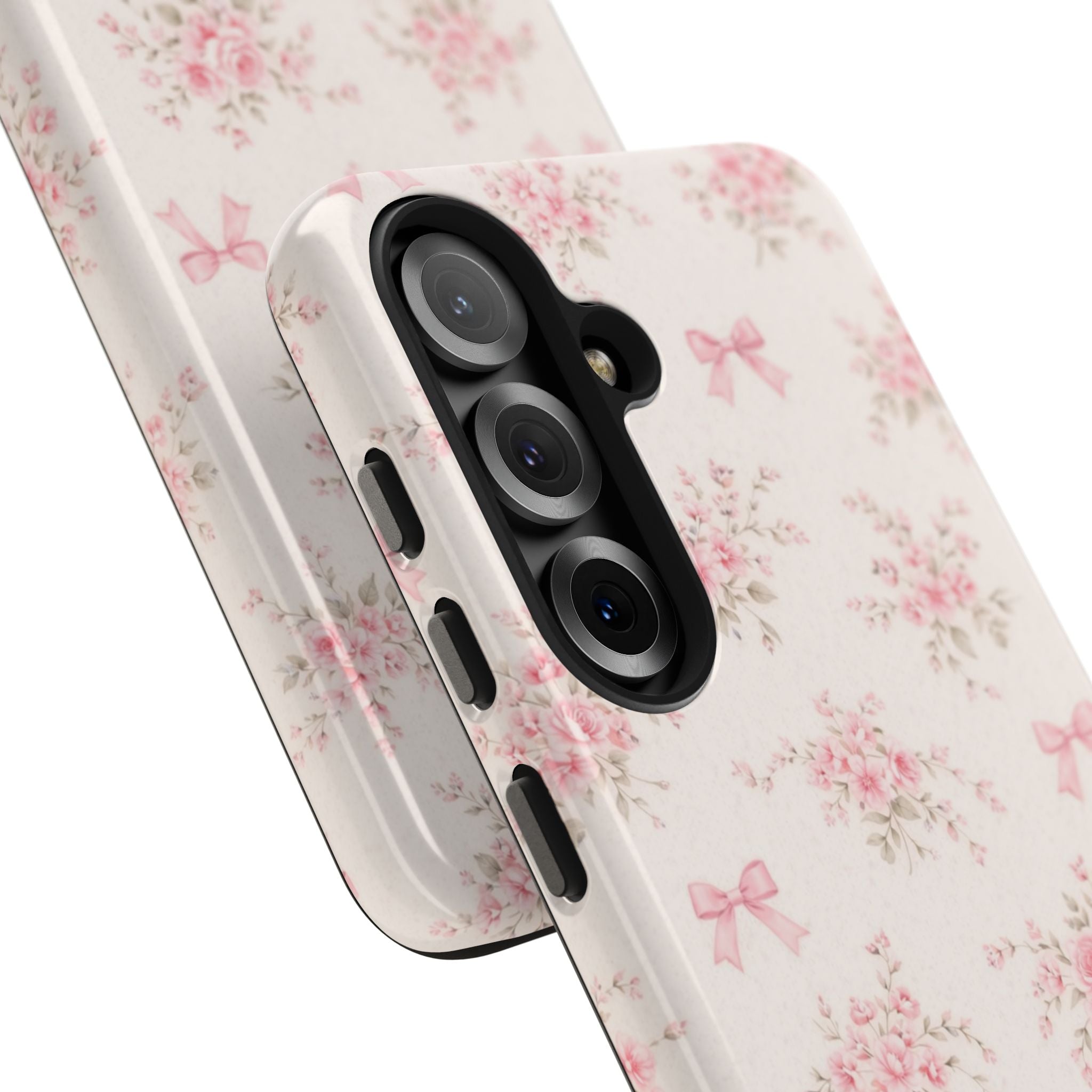 Pink Floral Bouquet Samsung Galaxy Tough Phone Case, Vintage Roses and Bows
