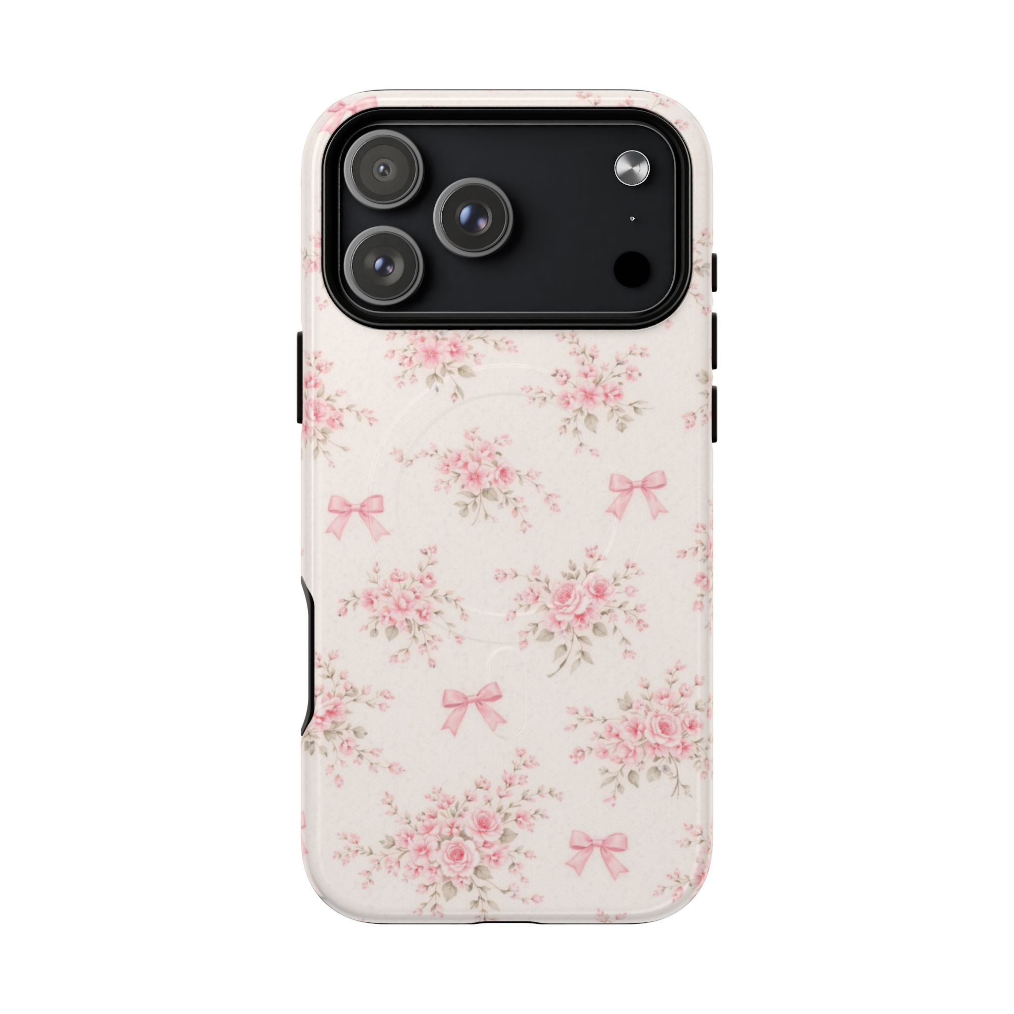 Floral Pink Bow iPhone Case – MagSafe Compatible