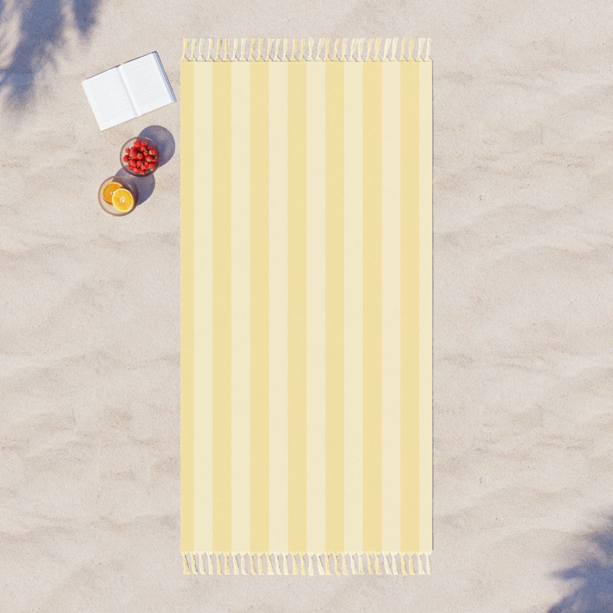 Boho Stripe Beach Blanket – Lightweight Turkish Fringe Blanket for Beach, Pool & Travel