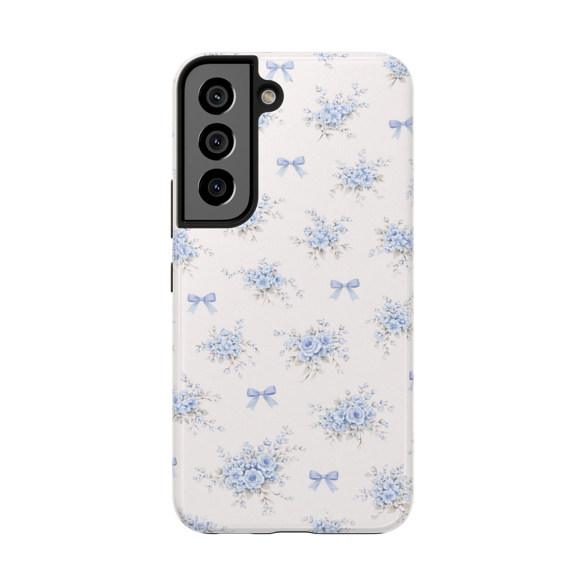 Blue Floral Bows Tough Phone Case  Samsung Galaxy| Vintage Bouquet Pattern