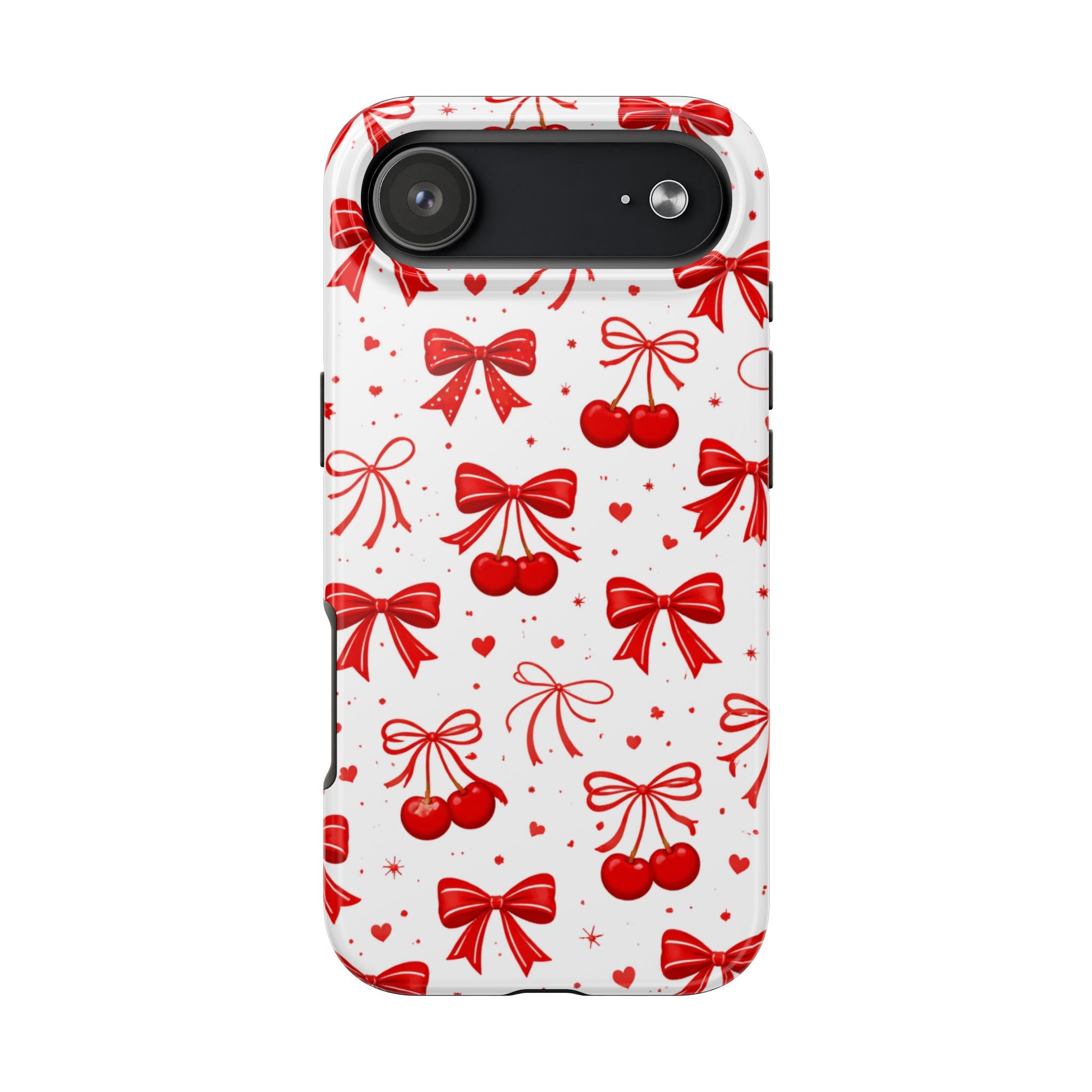 Red Cherry Bows Tough Phone Case, Cherry Pattern Phone Case