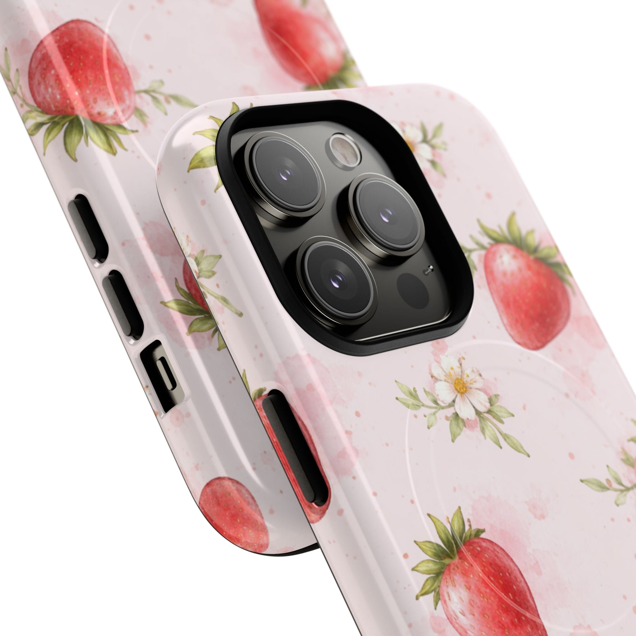 Strawberry Blossom iPhone Case – MagSafe Compatible