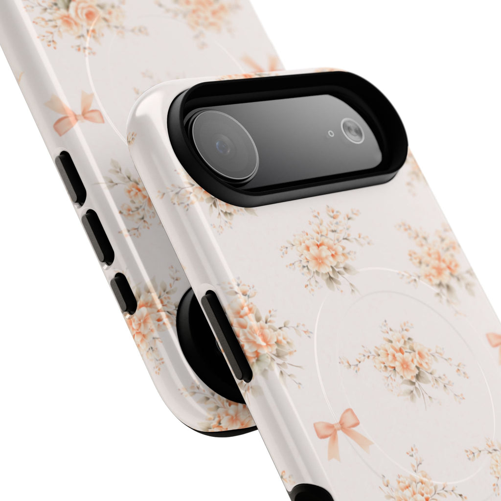 Peach Rose Bow iPhone Case – MagSafe Compatible