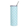 Blue Polka Dot 20oz Stainless Steel Tumbler - Slim Insulated Travel Cup with Straw