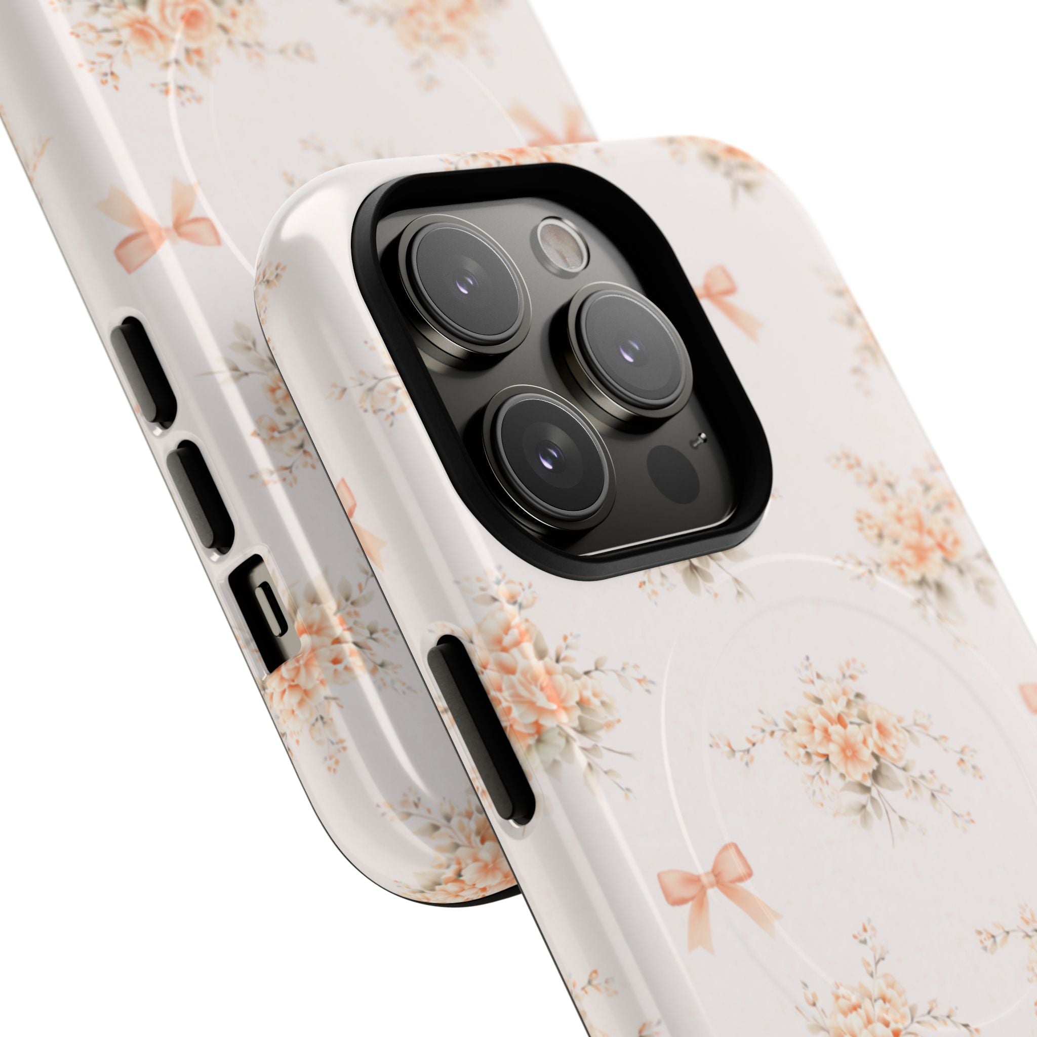 Peach Rose Bow iPhone Case – MagSafe Compatible