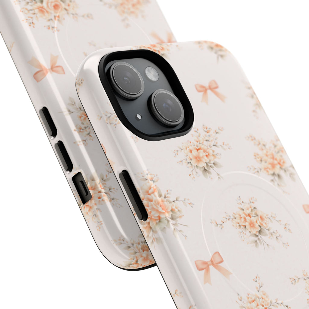 Peach Rose Bow iPhone Case – MagSafe Compatible