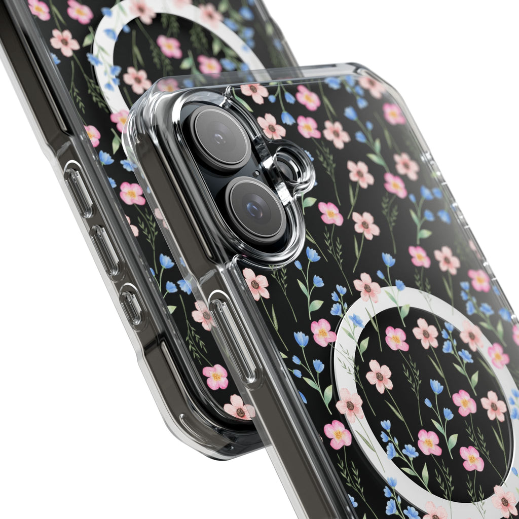 MagSafe Clear Phone Case — Pink Floral Pattern