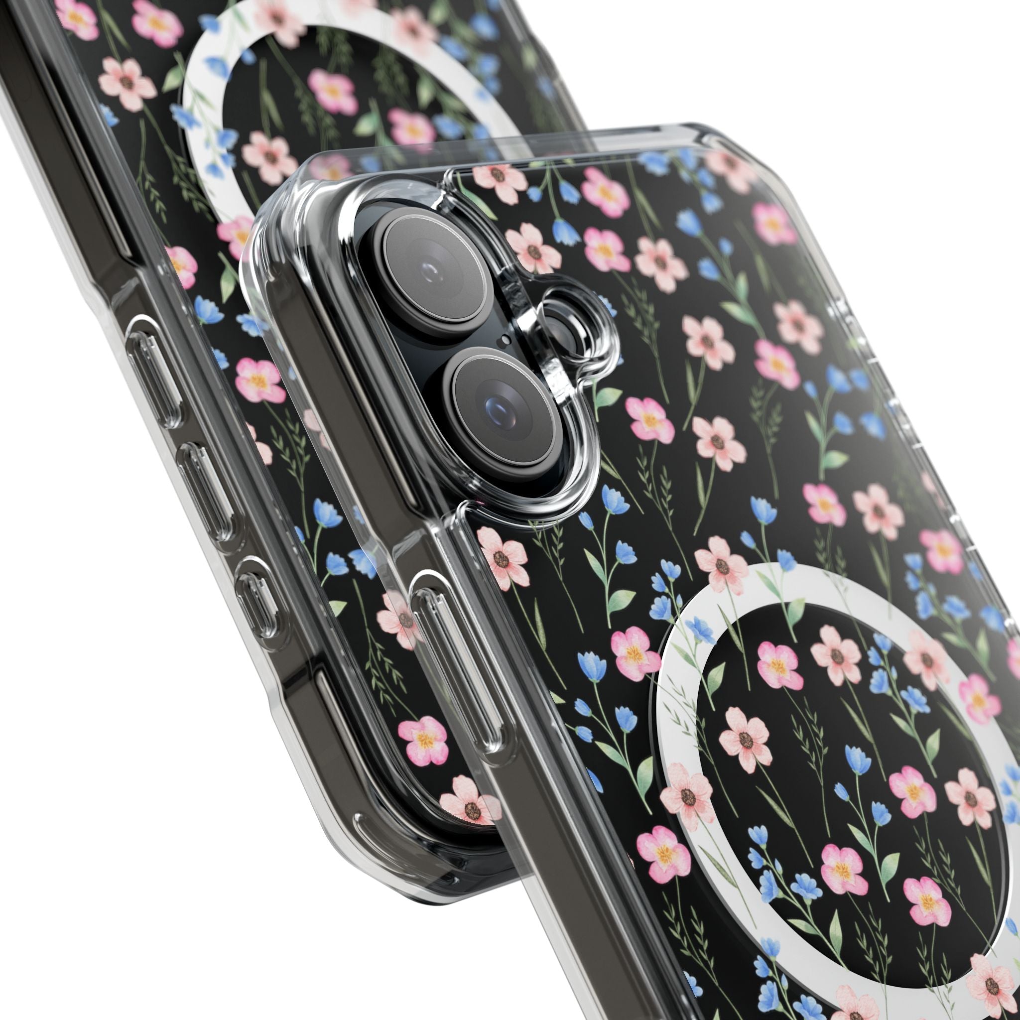 MagSafe Clear Phone Case — Pink Floral Pattern