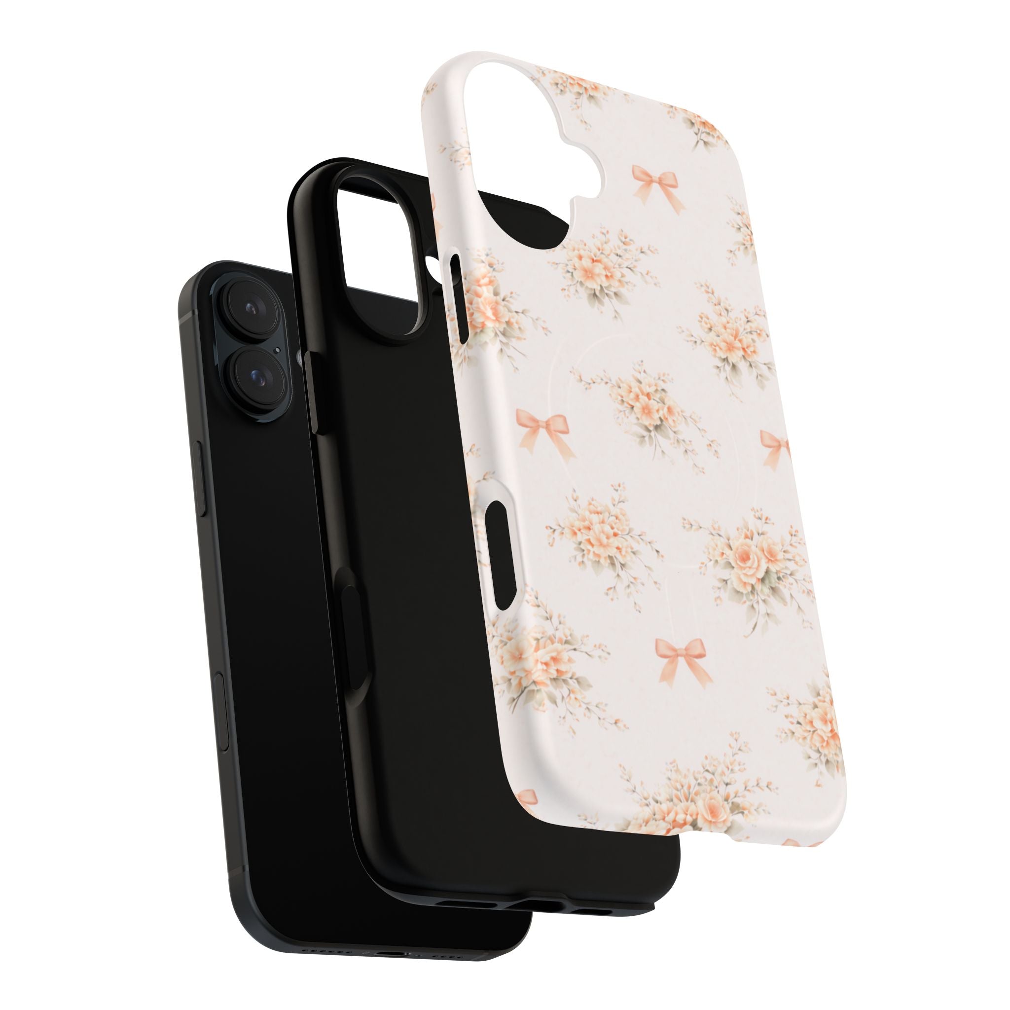 Peach Rose Bow iPhone Case – MagSafe Compatible