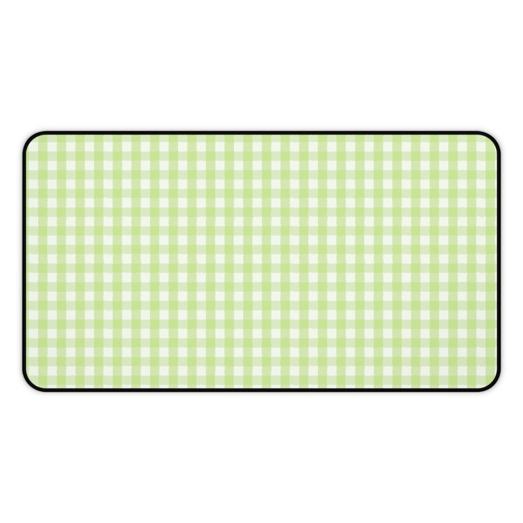 Pastel Green Gingham Desk Mat – Soft Check Pattern Mousepad for Home Office & Study