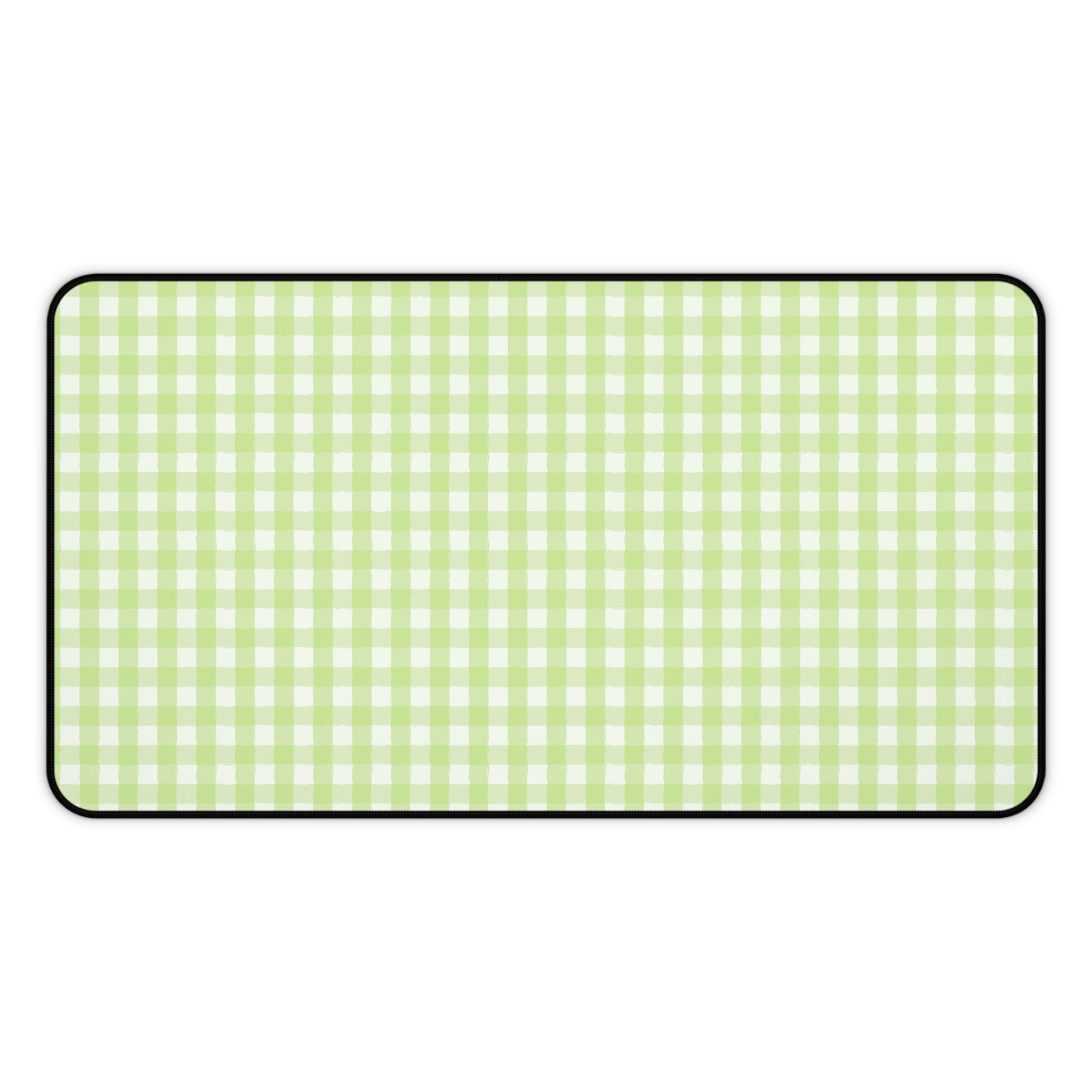 Pastel Green Gingham Desk Mat – Soft Check Pattern Mousepad for Home Office & Study