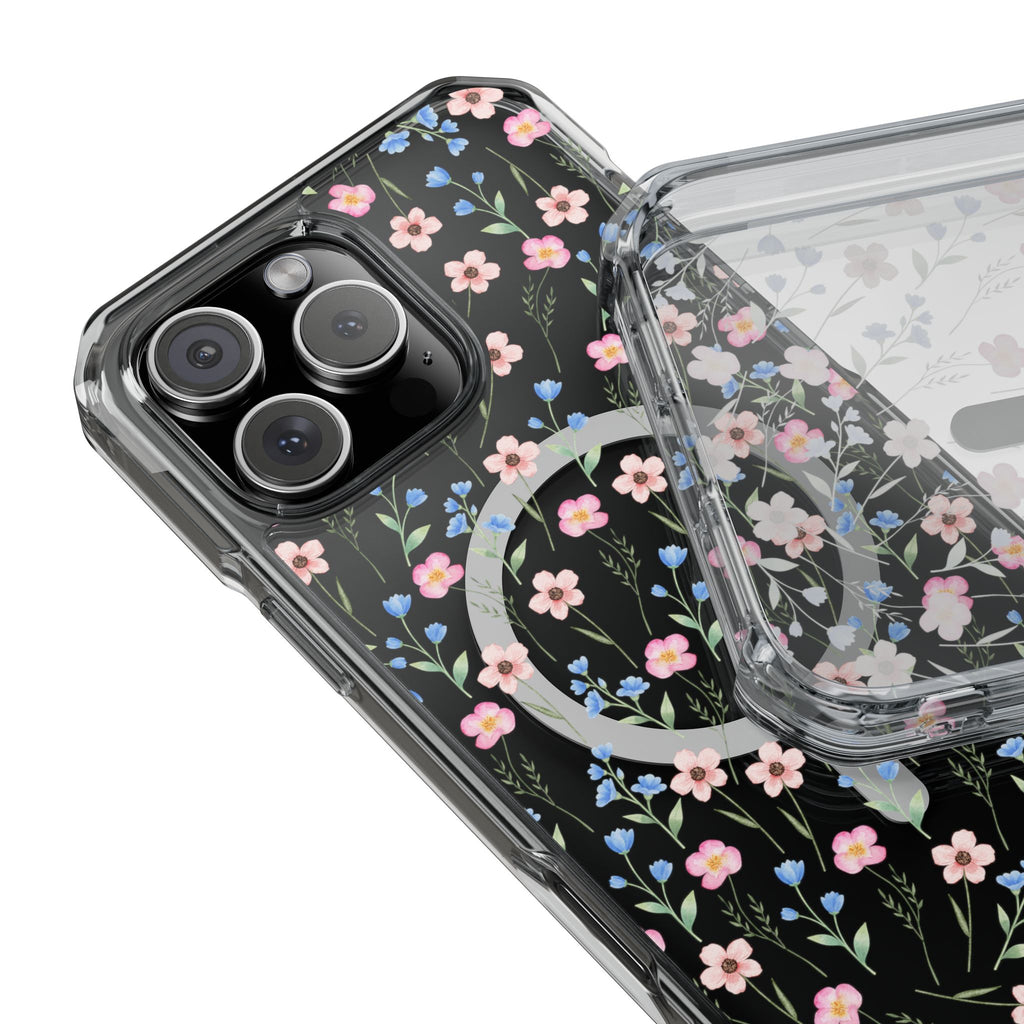 MagSafe Clear Phone Case — Pink Floral Pattern