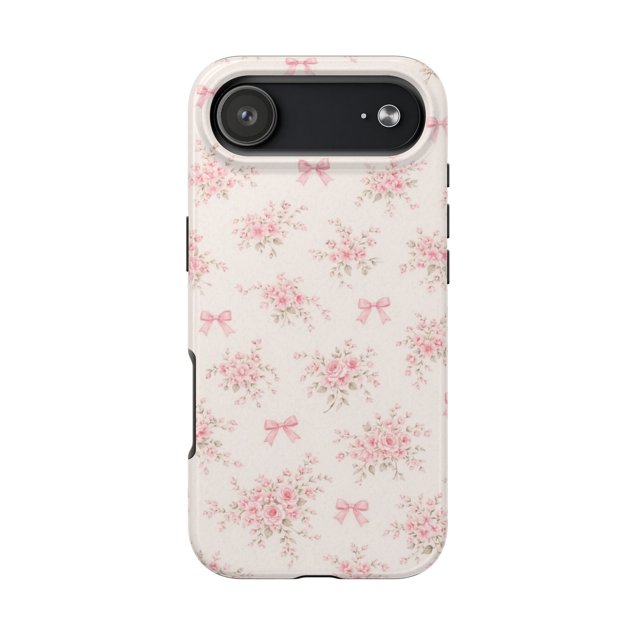 Pink Floral Bouquet iPhone Case | Vintage Roses, Bows, Pastel Pattern