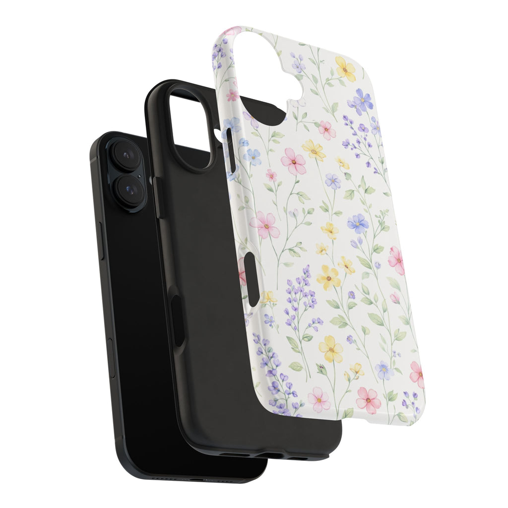 Watercolor Wildflowers Tough iPhone Case | Pastel Floral iPhone Case
