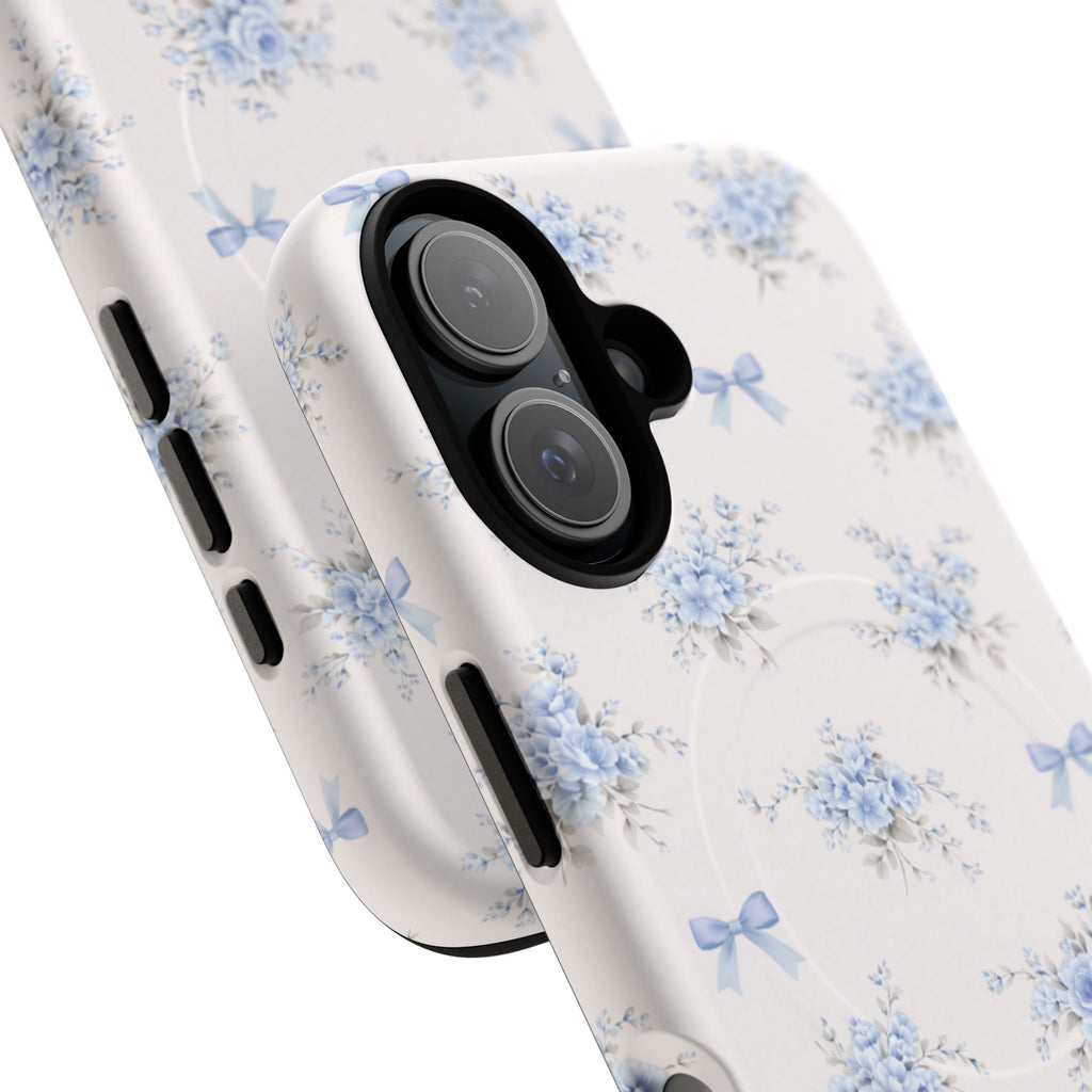 Blue Floral Bow iPhone Case – MagSafe Compatible