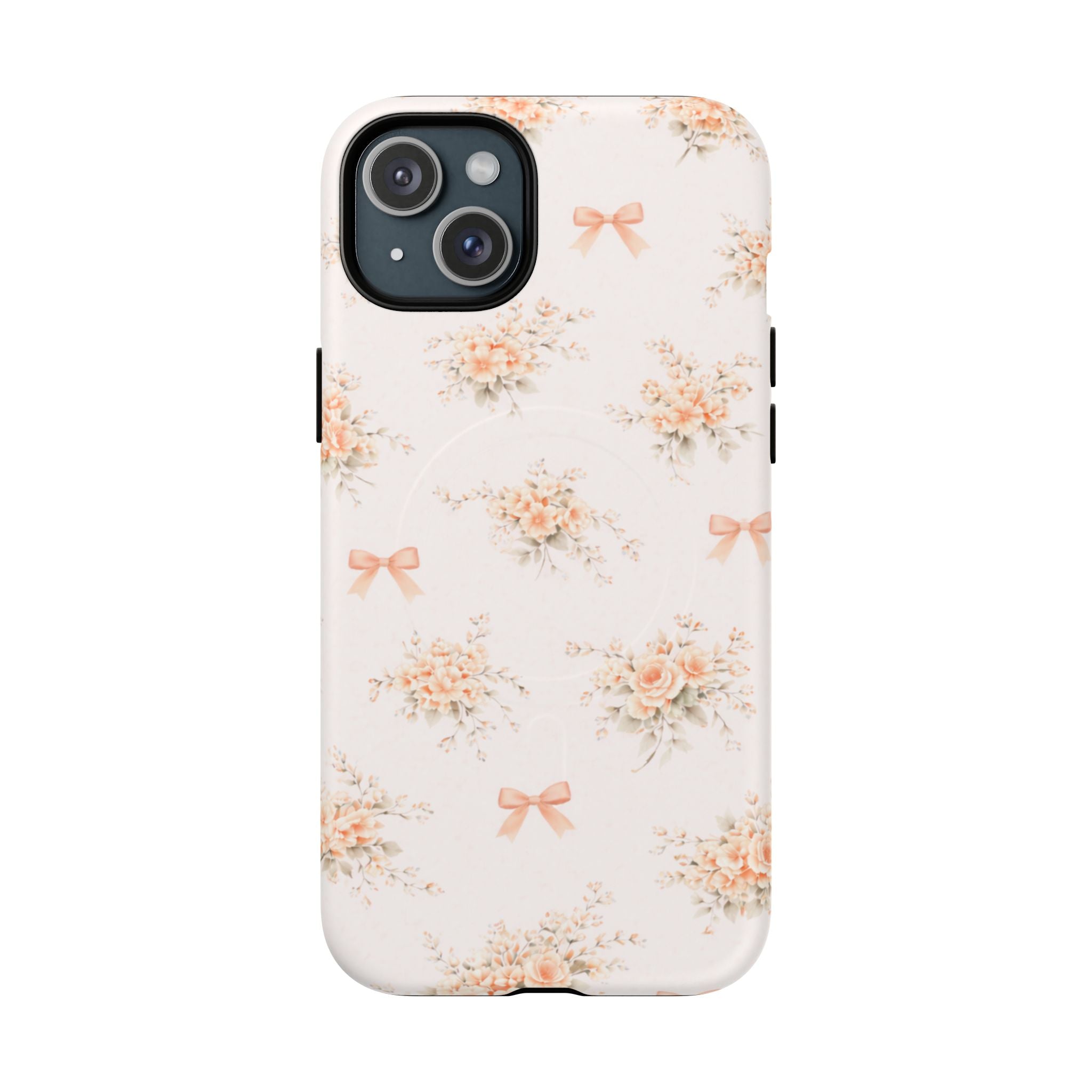 Peach Rose Bow iPhone Case – MagSafe Compatible