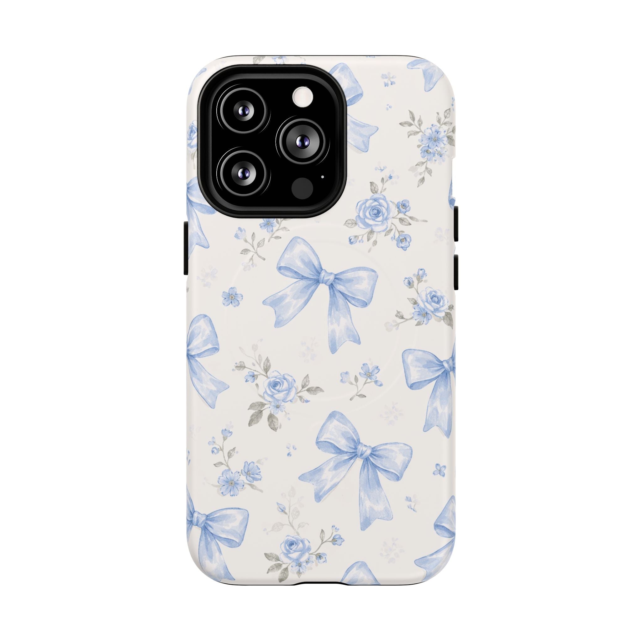 Floral Blue Bow iPhone Case – MagSafe Compatible