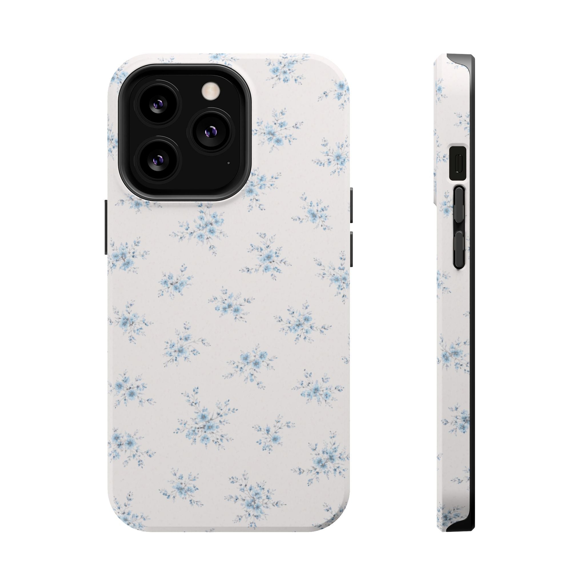 Blue Floral Pattern iPhone Case | Magnetic Impact-Resistant Case