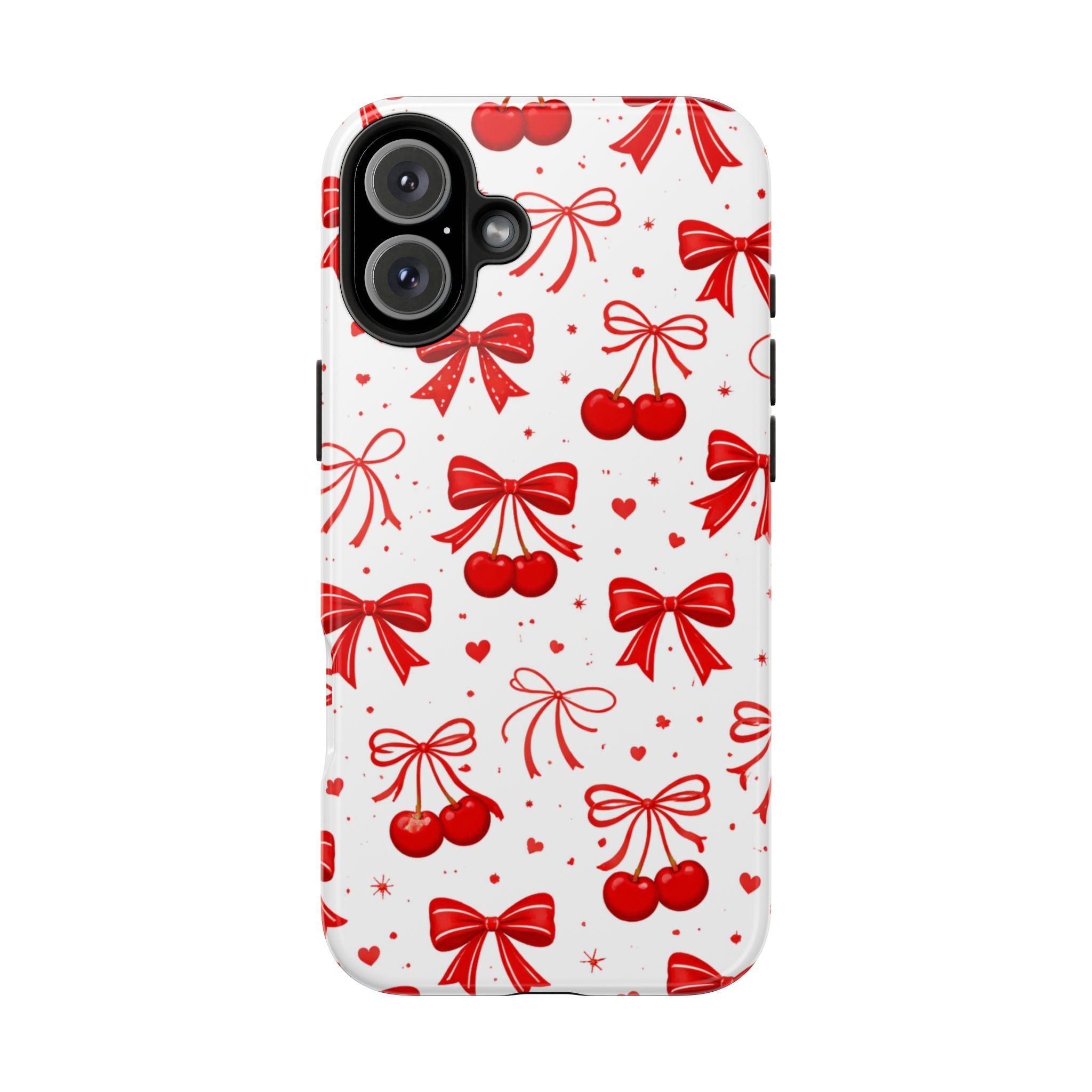 Red Cherry Bows Tough Phone Case, Cherry Pattern Phone Case