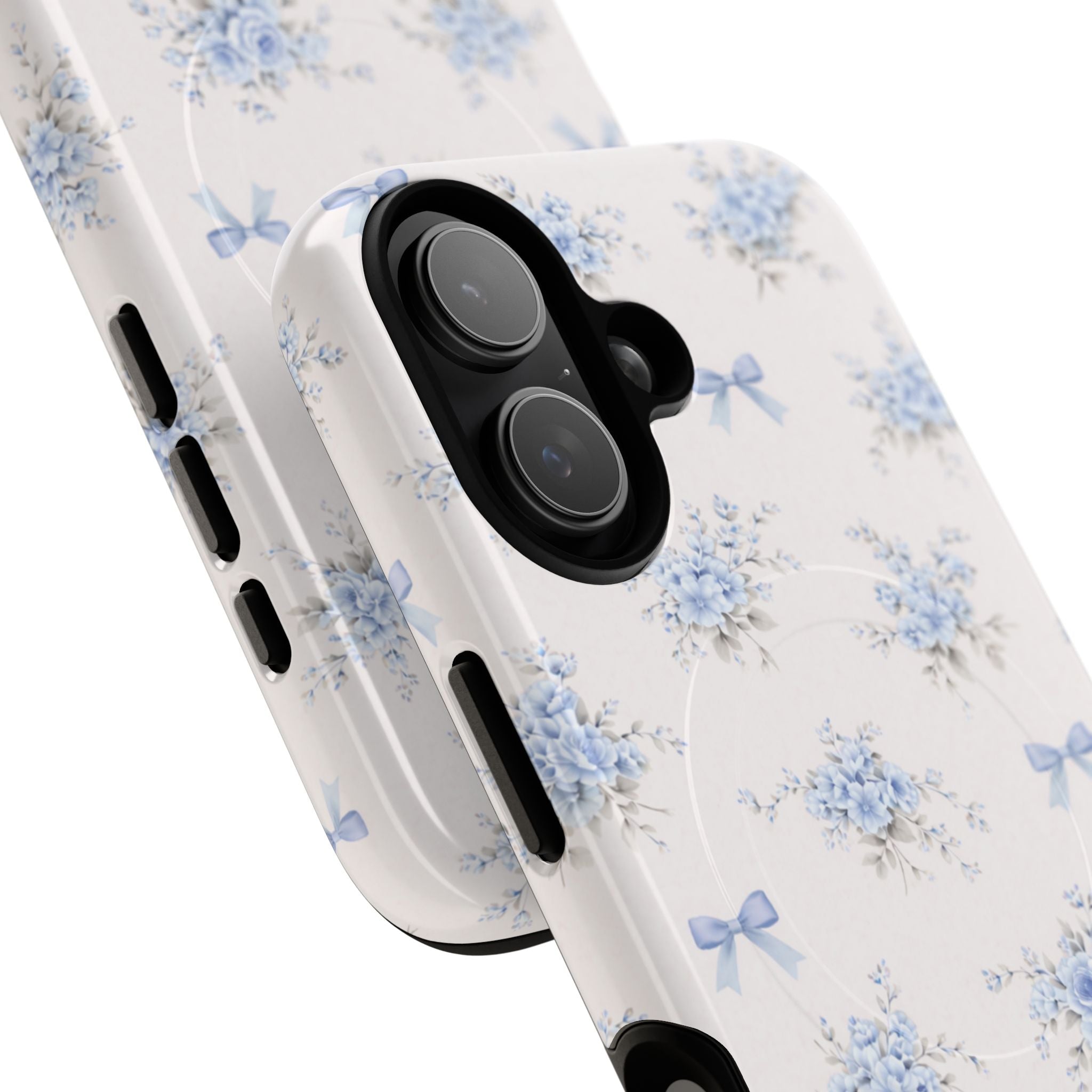 Blue Floral Bow iPhone Case – MagSafe Compatible
