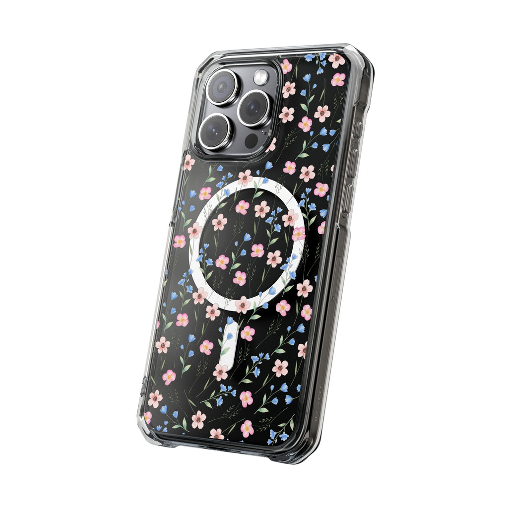 MagSafe Clear Phone Case — Pink Floral Pattern